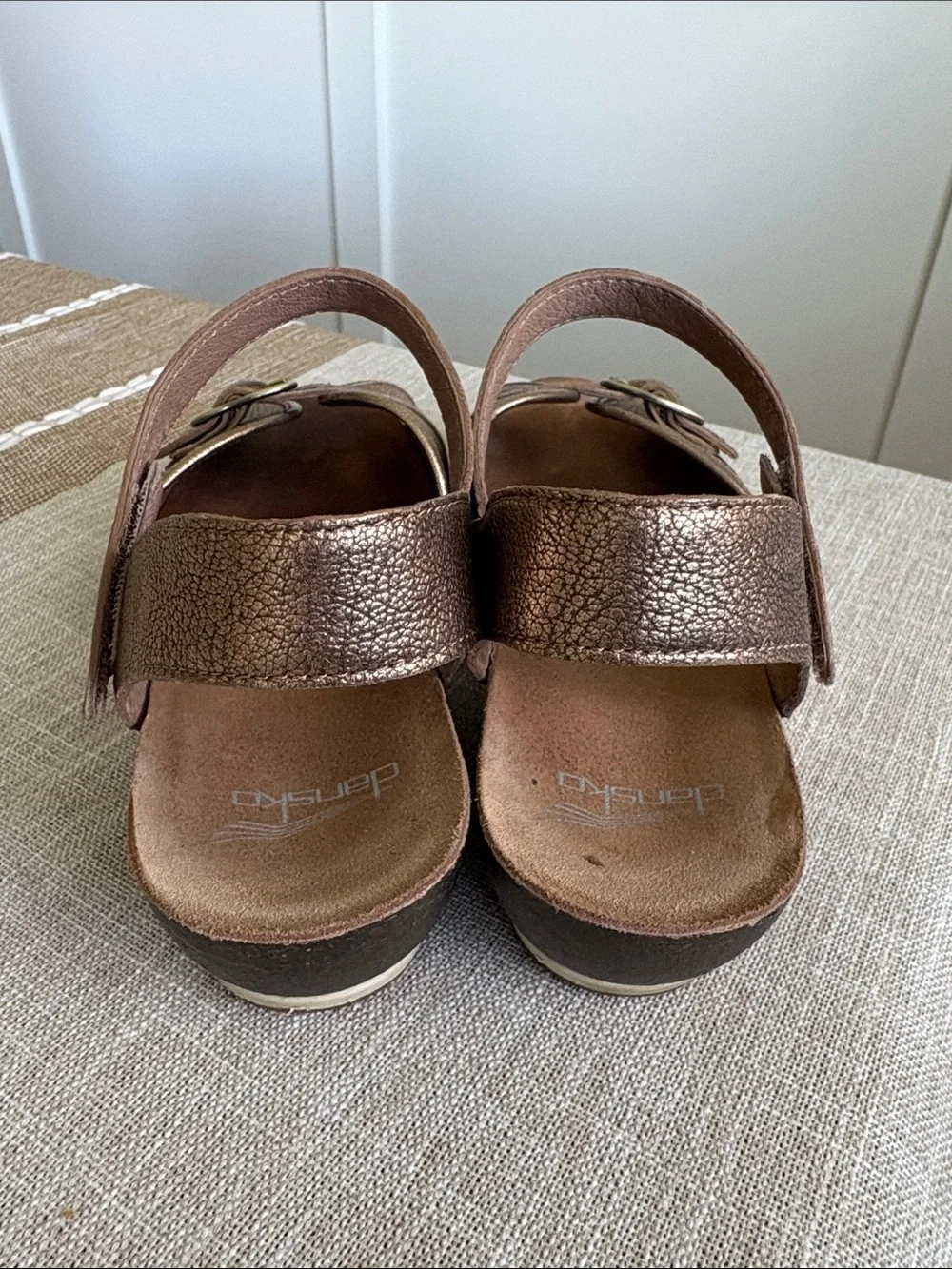 Dansko Bronze Metallic Slingback Wedges